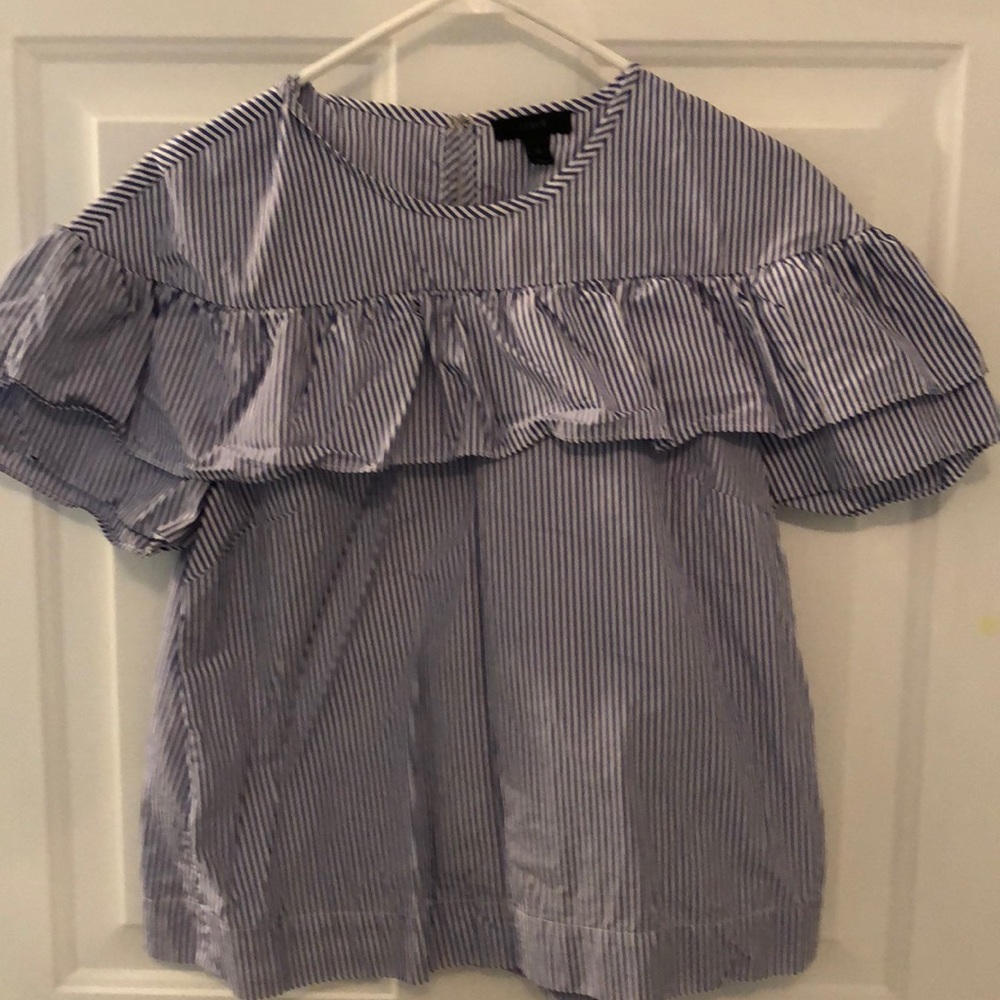 J. Crew Striped Ruffle Top